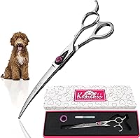 Kenchii Love 7.0" Curved Dog Grooming Scissors - Professional Ergonomic Pet Shears for Precise Grooming