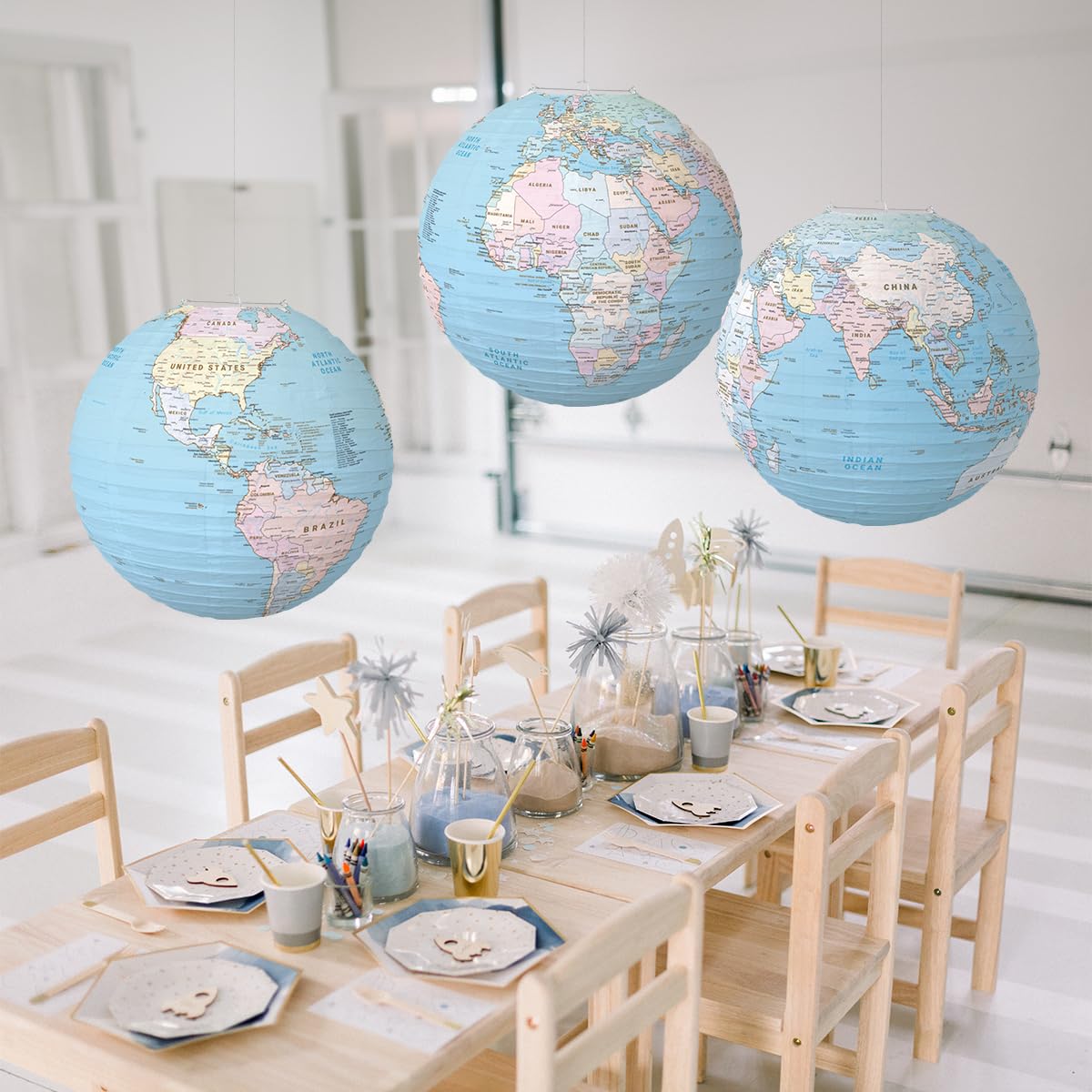 Outus 18 Pcs Travel The Map Hanging Paper Fans Decorations - View #3