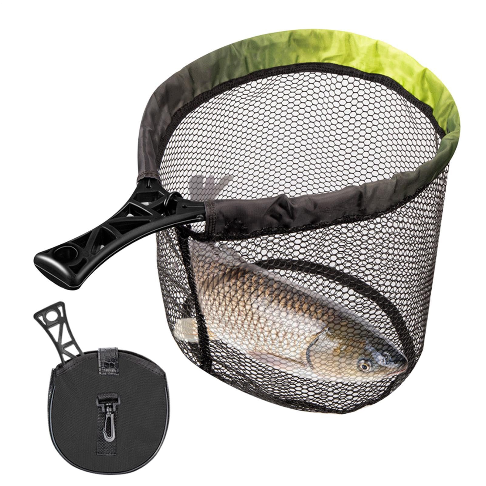 Fly Fishing Nets for Trout - Foldable Landing Trout Net with Handle - Portable Mesh Gear Easy Storage and Transportation for Beginners Sports Outdoors Wading Kayak Catfish Salmon Bass