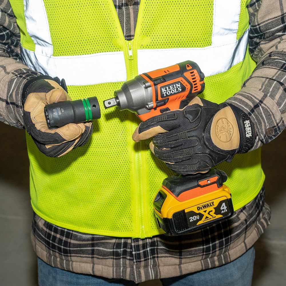 Klein Tools 66090 Zestaw nasadek udarowych 1/2 cala, konstrukcja szczelinowa 2 w 1, 12-punktowe głębokie nasadki, do kluczy udarowych, zawiera walizkę narzędziową, 6-częściowy