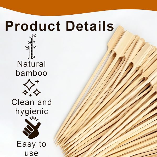 Pics Brochette en Bambou 15 cm – Lot de 100, Brochettes en Bois De Bambou, Brochettes en pour Barbecue, Bâtonnets Cocktail, Piques Apéritif Et Barbecue, pour Fruits, Viandes Et Tapas - 3