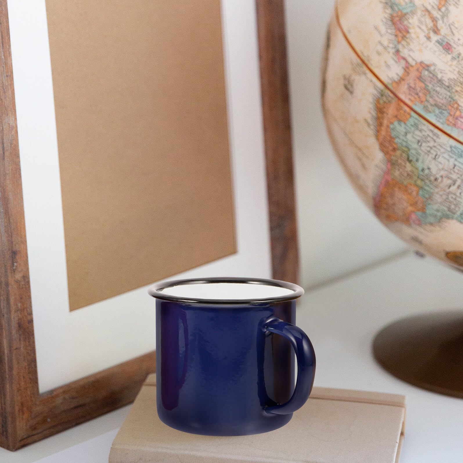Zerodeko 4stücke Emaillebecher Kaffeebecher aus Emaille Wasserbecher Traditionell Robustes und Sicheres Material für Küche und Büro