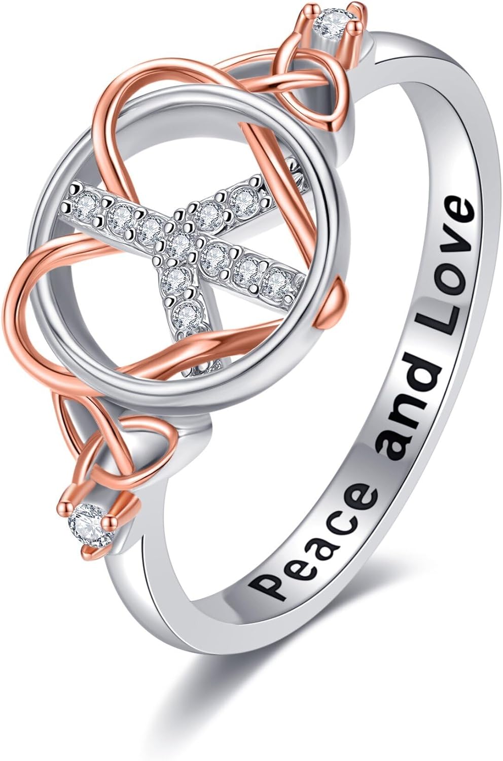 Celtic Peace Sign Ring Sterling Silver Celtic Knot Jewelry Gifts for Women Peace Lover Gift