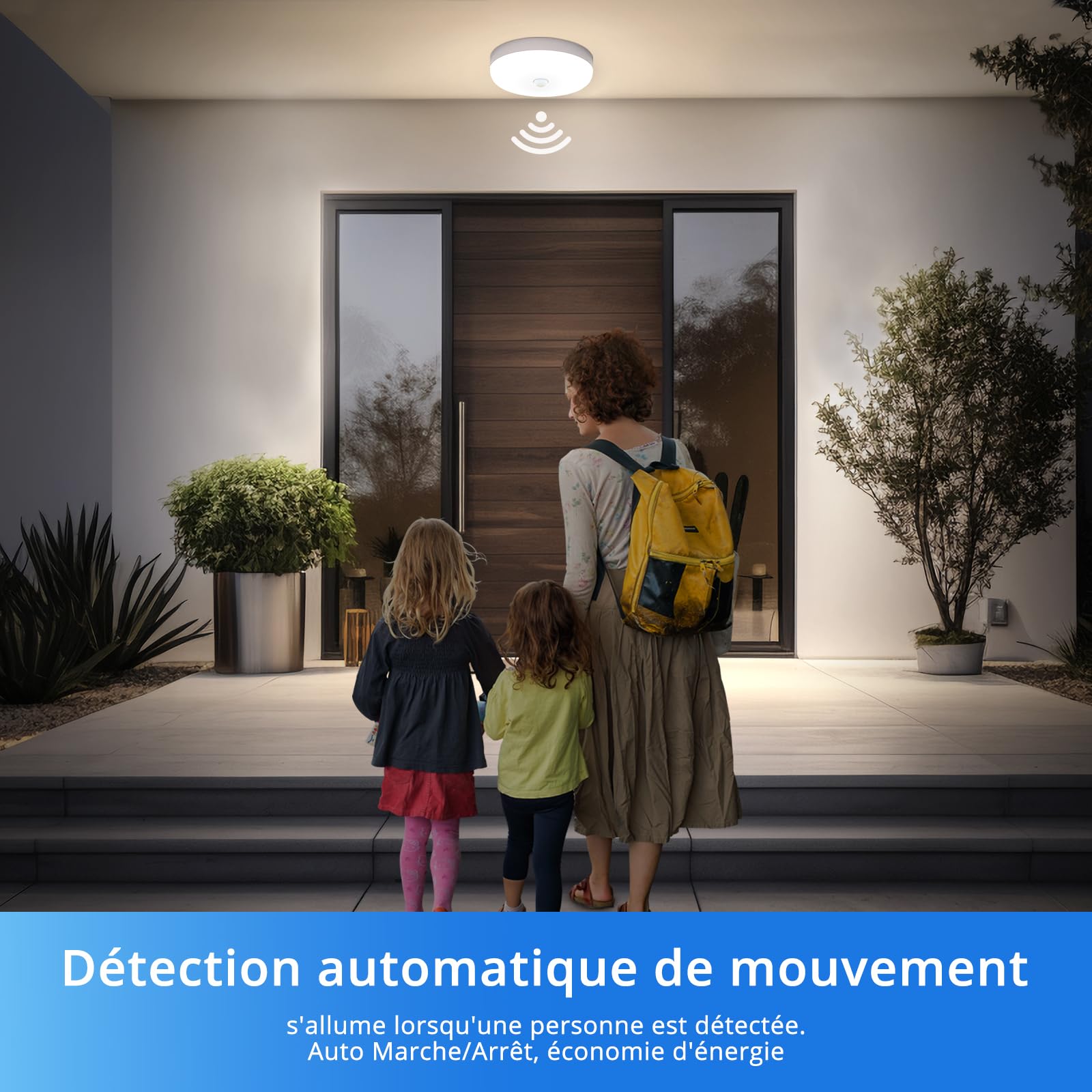 Plafonnier LED Detecteur de Mouvement 15W, Lampe Plafond avec Capteur Intérieur, IP56 Luminaire Plafonnier Automatique, pour Hublot, Couloir et Cave, 220V Motion Sensor Rond Ceiling Lights Indoor