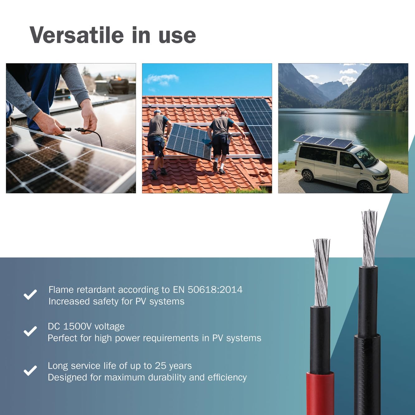 Digitus Solarkabel Installation 50m, 6mm? , Rot, PV-Kabel 1500v Dc, UV-Best?ndig & Wetterfest (dK-Scic6R-0500)