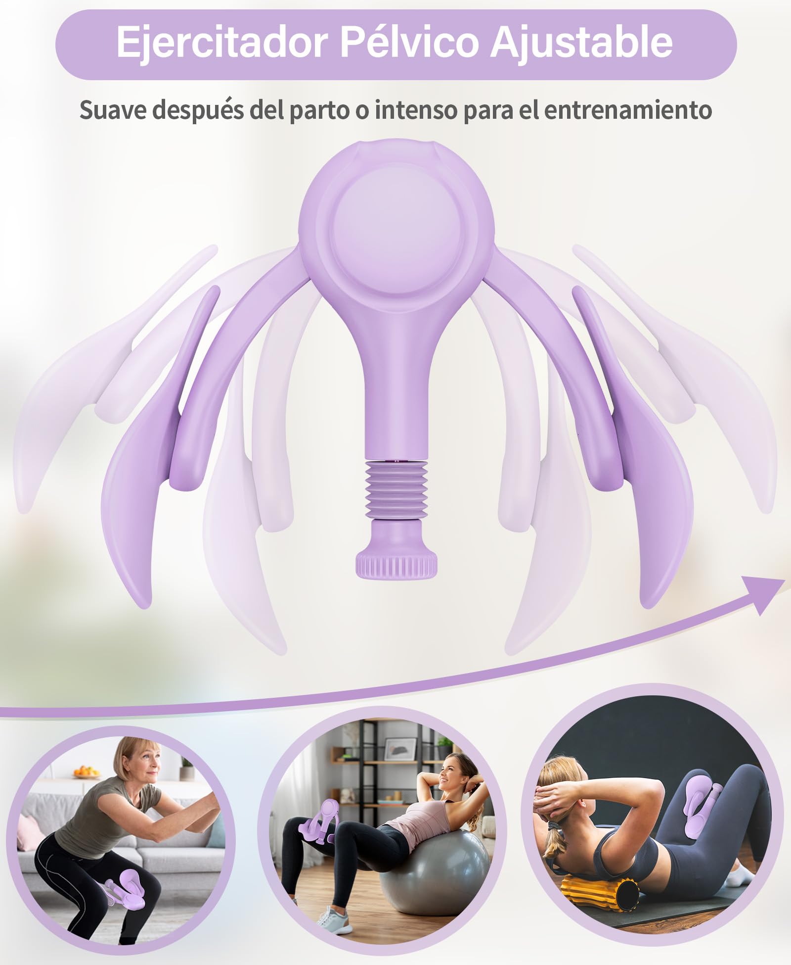 Ejercitador de Muslos y Suelo Pélvico para Mujeres Máquina de Ejercicio Interno de Piernas con Banda de Resistencia Kegel Trainer Tonificador de Glúteos y Musculatura Abdominal para Casa