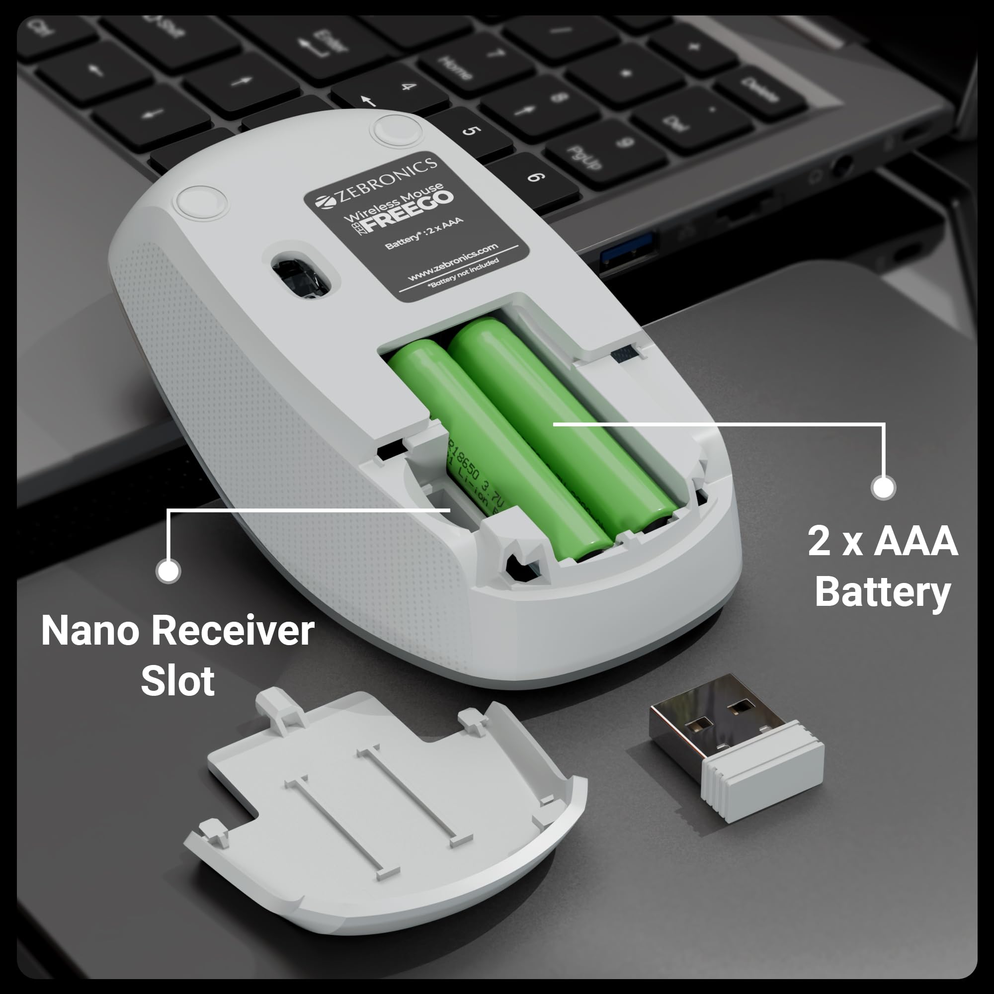 Zebronics FreeGo Wireless Mouse - Grey -8