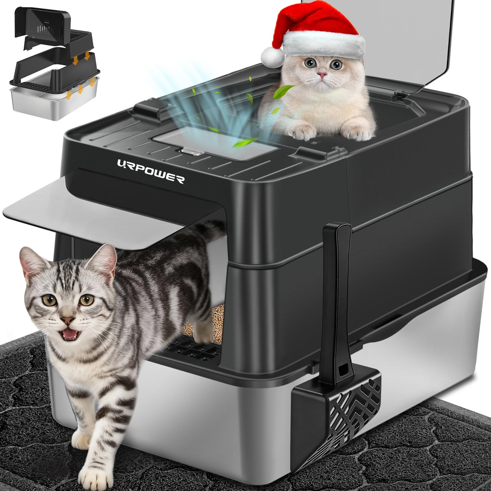 URPOWER Stainless Steel Cat Litter Box