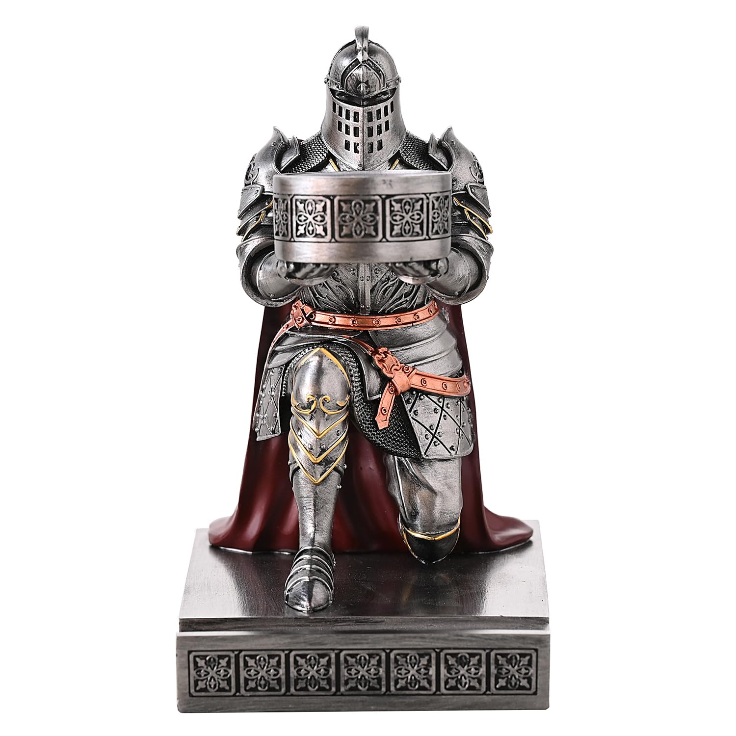 King's Guard Kniender Ritter Kerzenhalter, Kunstharz, Haltung, Teelichthalter, Krieger, Handy-Ständer, Stifthalter, Kerzenhalter für Restaurant, Altar, Heimtisch (Eisen)