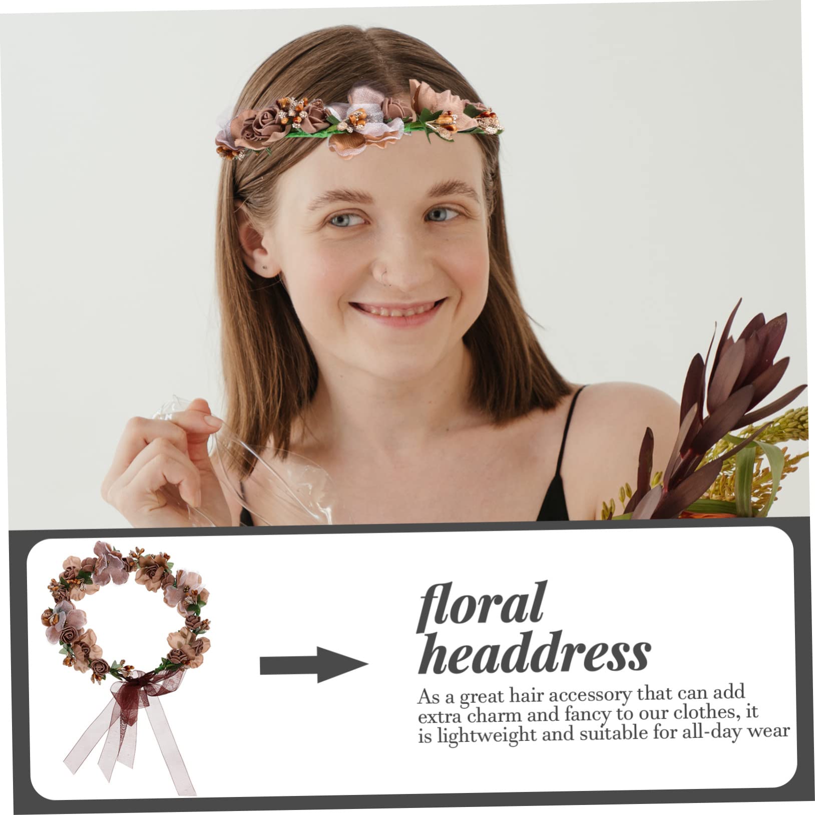 Didiseaon 5piezas Diadema Nupcial Floral Para Bodas Accesorio De Cabello Flores Artificiales Tocado Elegante y Fotografía Para Celebraciones y