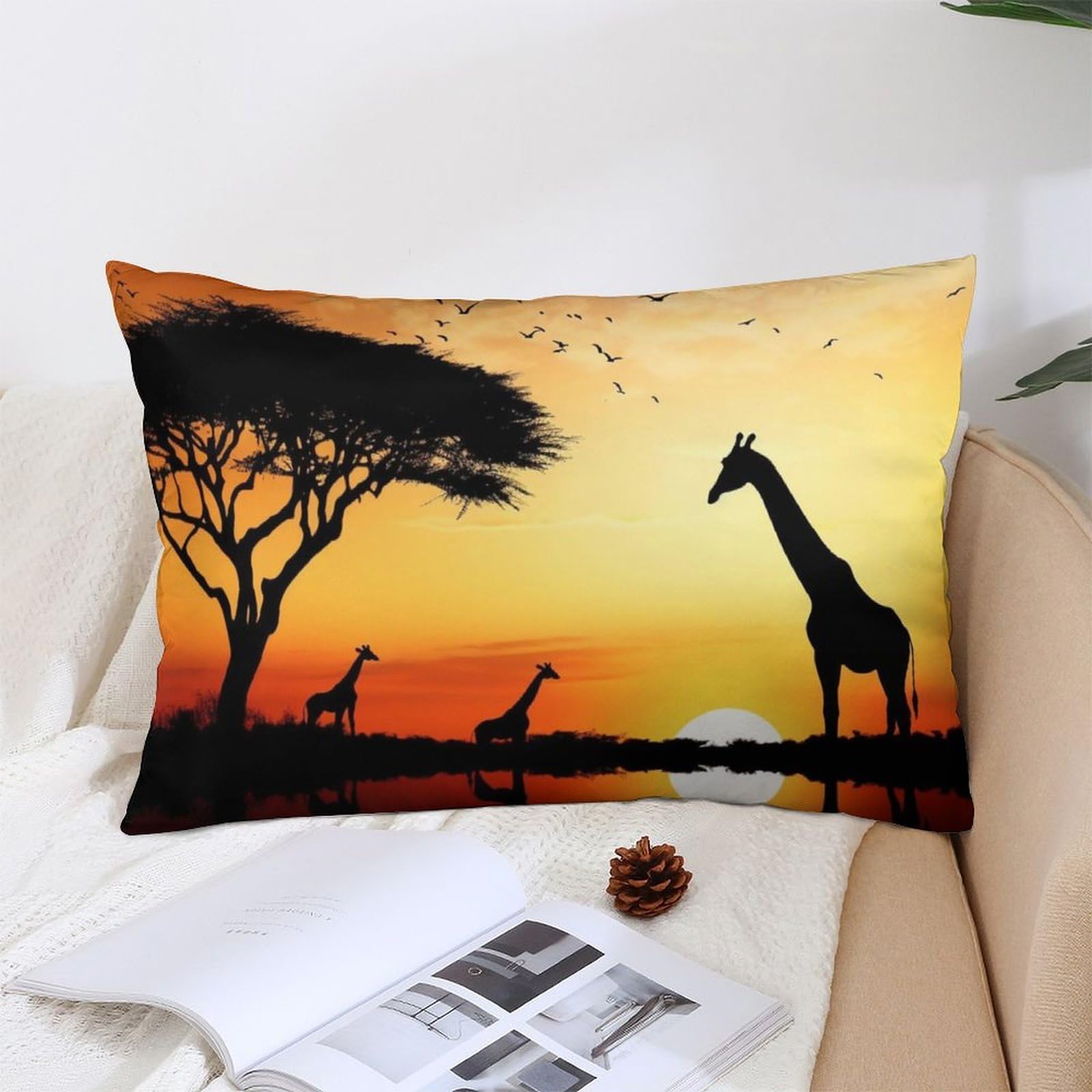 NTVOWPZO Decoration Throw Pillow Covers 12 "x20 Pillowcases Covers Giraffe Sunset Soft Pillowcases Modern Farmhouse Home Decor Sofa Cushions Covers for Couch Bed Living Room