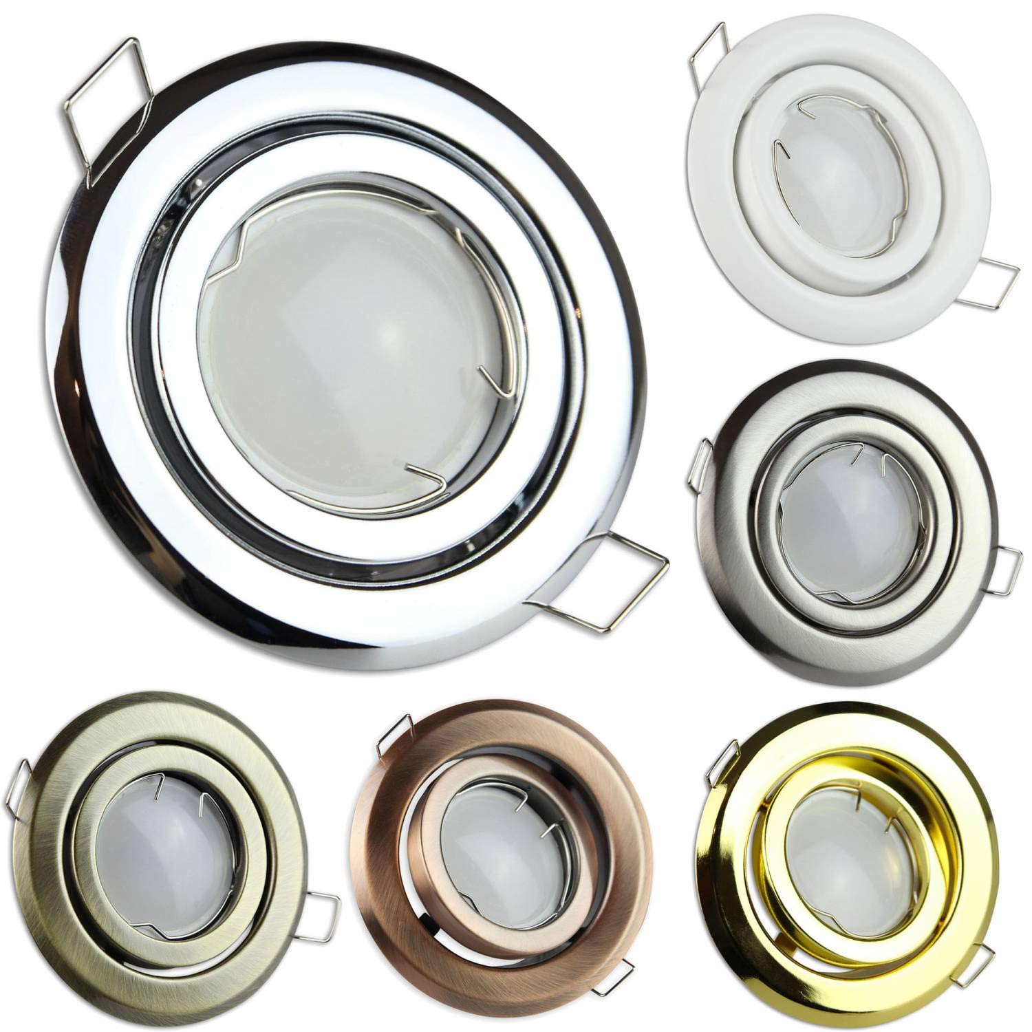 6x LED Einbaustrahler Set chrom rund 5 Watt warmweiß GU10 230V - Einbauleuchte schwenkbar 80-85mm Bohrloch - Deckeneinbaustrahler Deckenspot Deckeneinbauleuchte Einbauleuchte Einbau-Spot