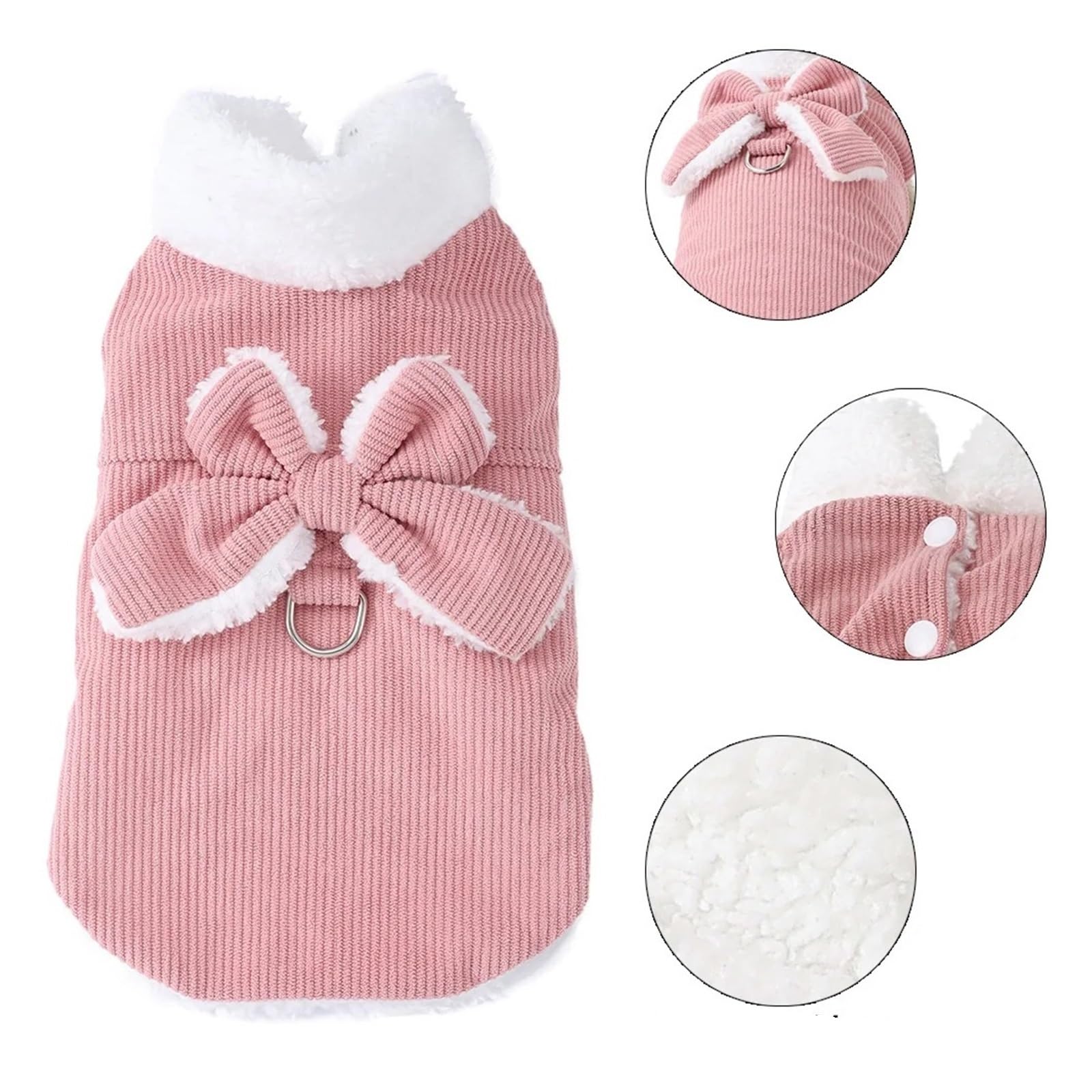 Bonito chaleco para mascotas con lazo desmontable | Ropa de otoño e invierno para razas pequeñas y medianas, chaqueta cálida para gatos Sphynx con anillo en D (gris, L)