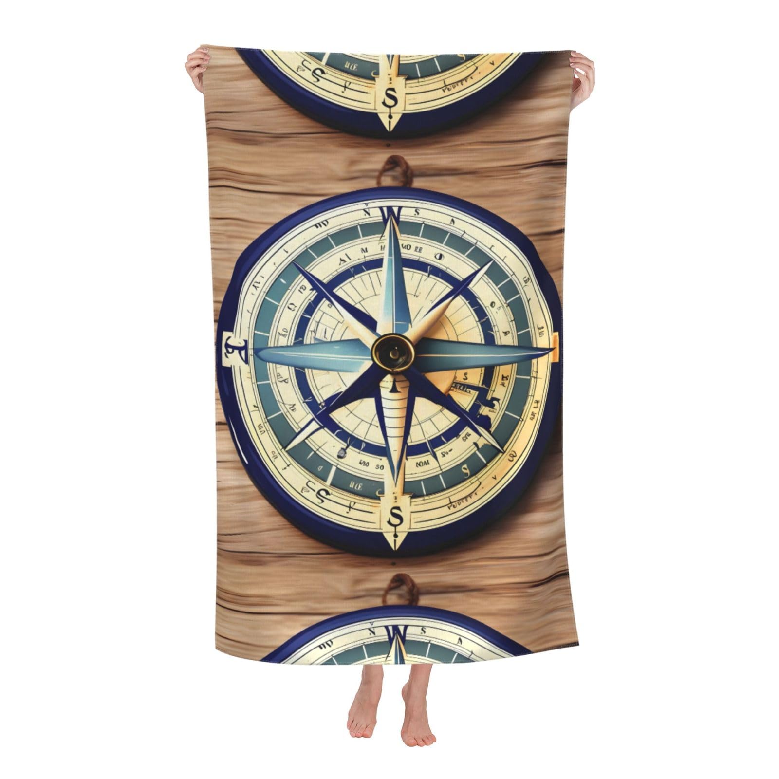 Cbaaghh Maritime Sailboat Compass Print Adult Beach Towels,Beach & Pool Towel,Beach Towels,Towels For Camping