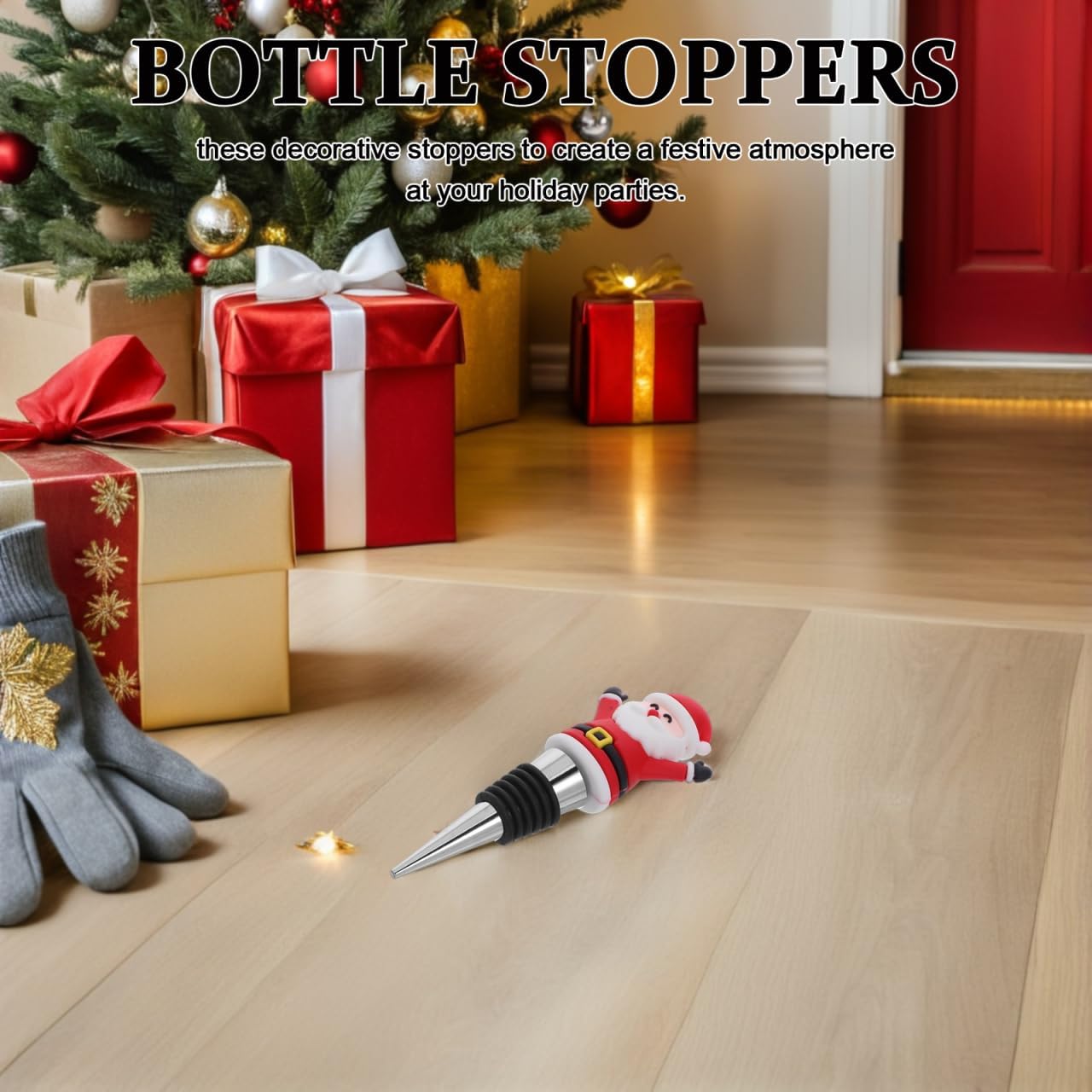 Ciieeo Christmas Wine Bottle Stoppers 4 Wine Bottle Stoppers