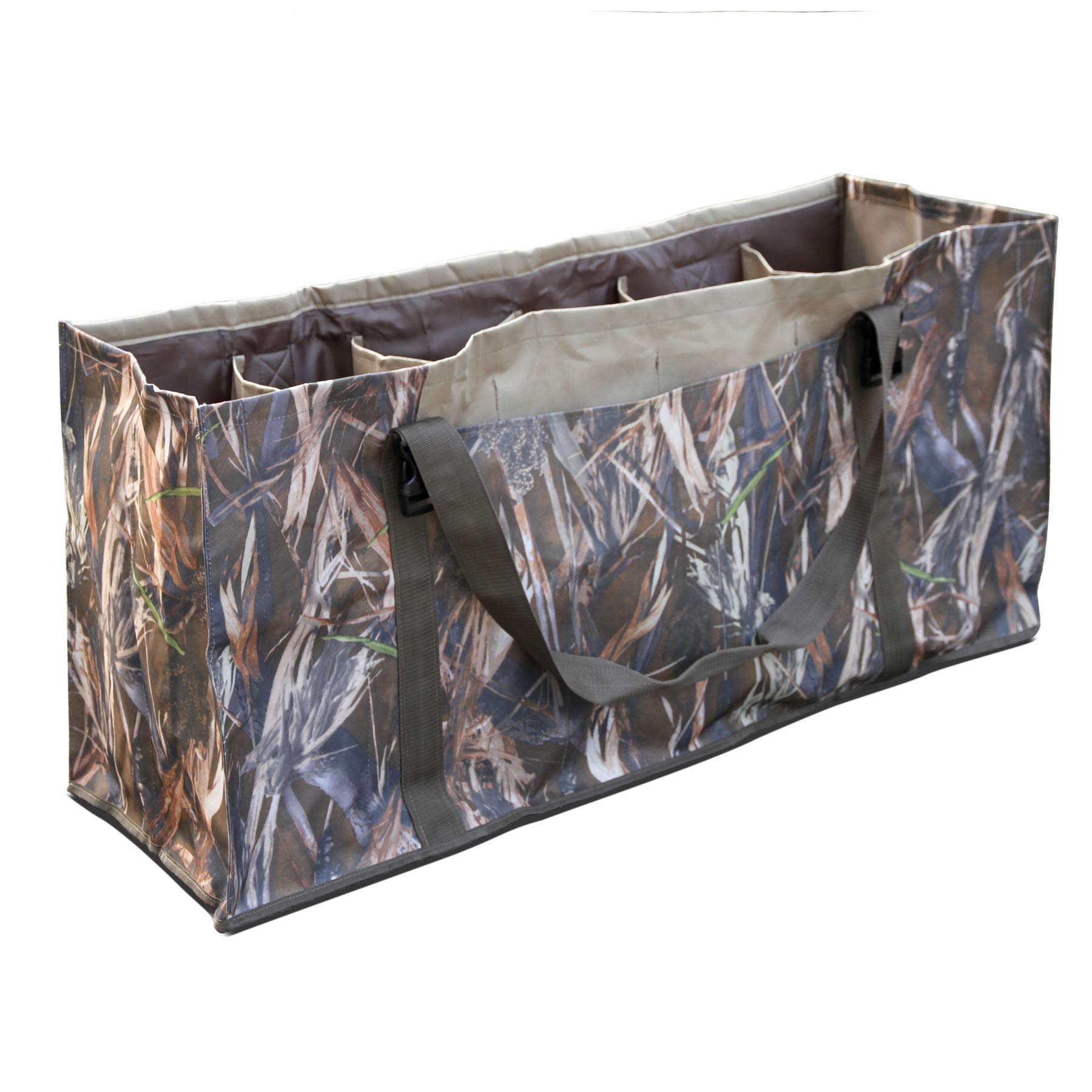 Volein 12 Slot Duck Decoys Bag with Blind Camouflage Printing, Decoy Bag Waterfowl Hunting with Floating Bottom, Decoy Bags 12-Slotted with Carrying Padded Shoulders