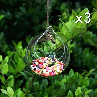 Crystal Glass Hanging Candle Holder Plant Terrarium Candlestick Holder Romantic Home Wedding Dinner Decor (Orb Shape3/Diameter 10CM (3PCS)) - coolthings.us