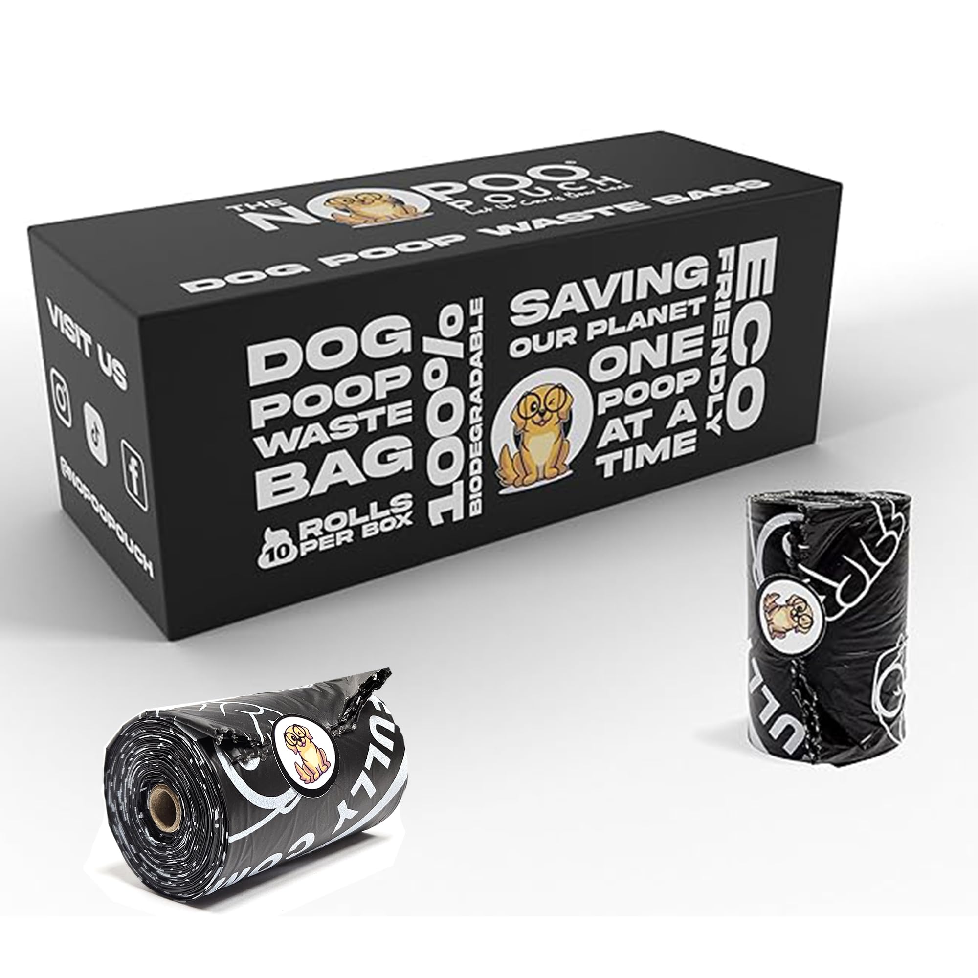 THE NOPOO POUCH Dog Poop Bags Rolls - 100% Leak Proof Dog Poop Bags, Fully Compostable Waste Bag, Refill Rolls for Dogs & Pets Waste, Unscented - 200 Count