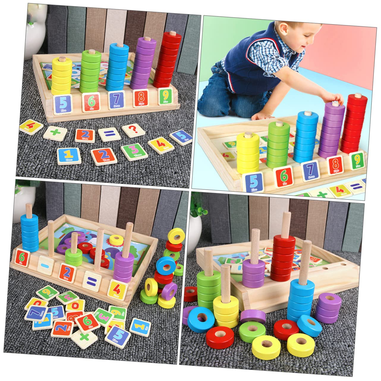 Educativo de Bloques de Madera para Multifuncional de Matemáticas Colores Desarrollo Cognitivo y Habilidades Manuales para Preescolar