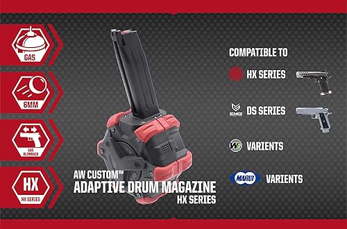 Miniatura 5 de Evike Airsoft AW - Tambor personalizado Airsoft Mag para pistolas y rifles de aire comprimido de gas (Modelo TM Hi-CapaNegro)