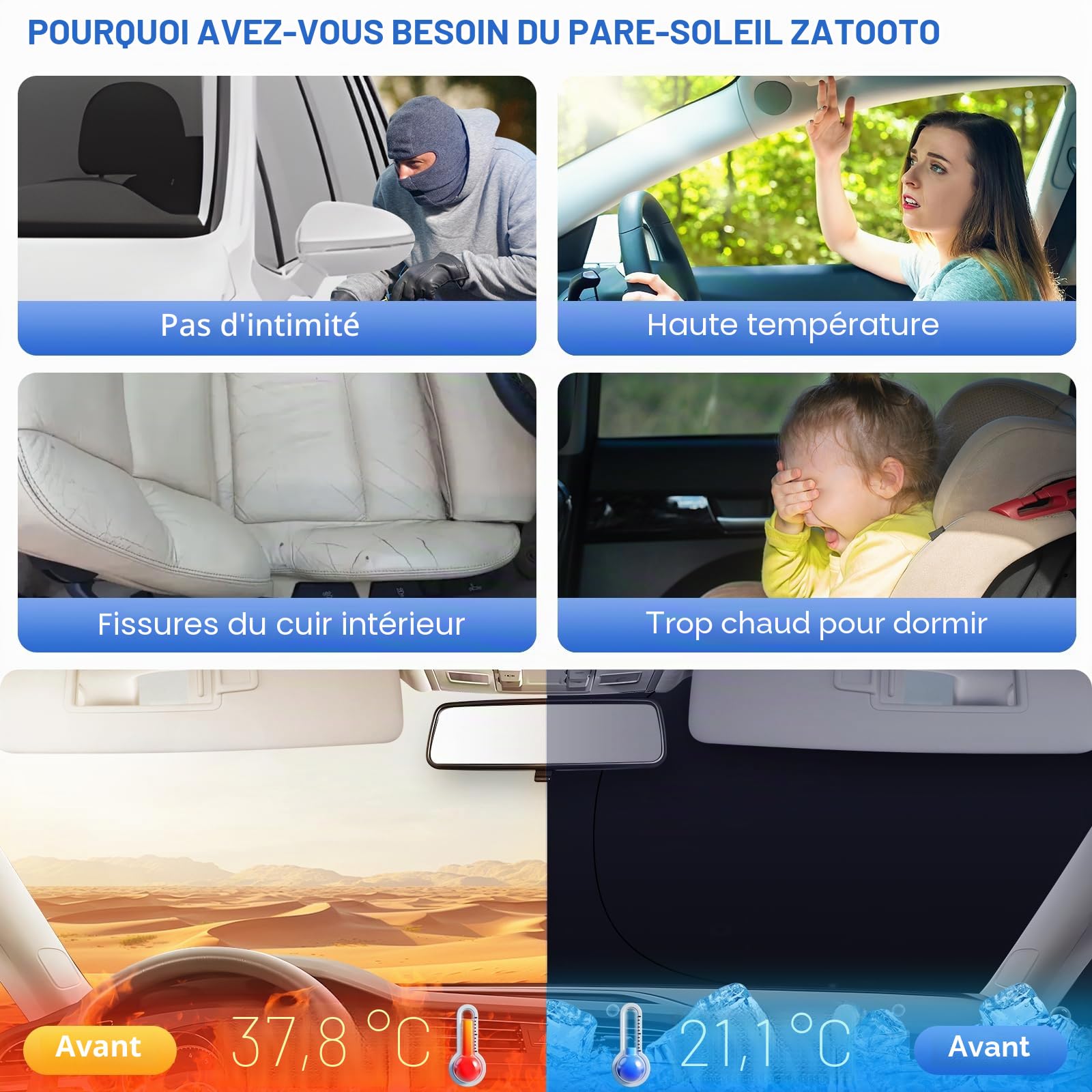 ZATOOTO Pare Soleil Voiture pour VW Touran 2016-2024, Pare-Vue Voiture | Occultation Vitre Voiture, Kit Complet Isolation Thermique, Pare-Brise Avant, Vitres Latérales et Arrière, Montage Facile