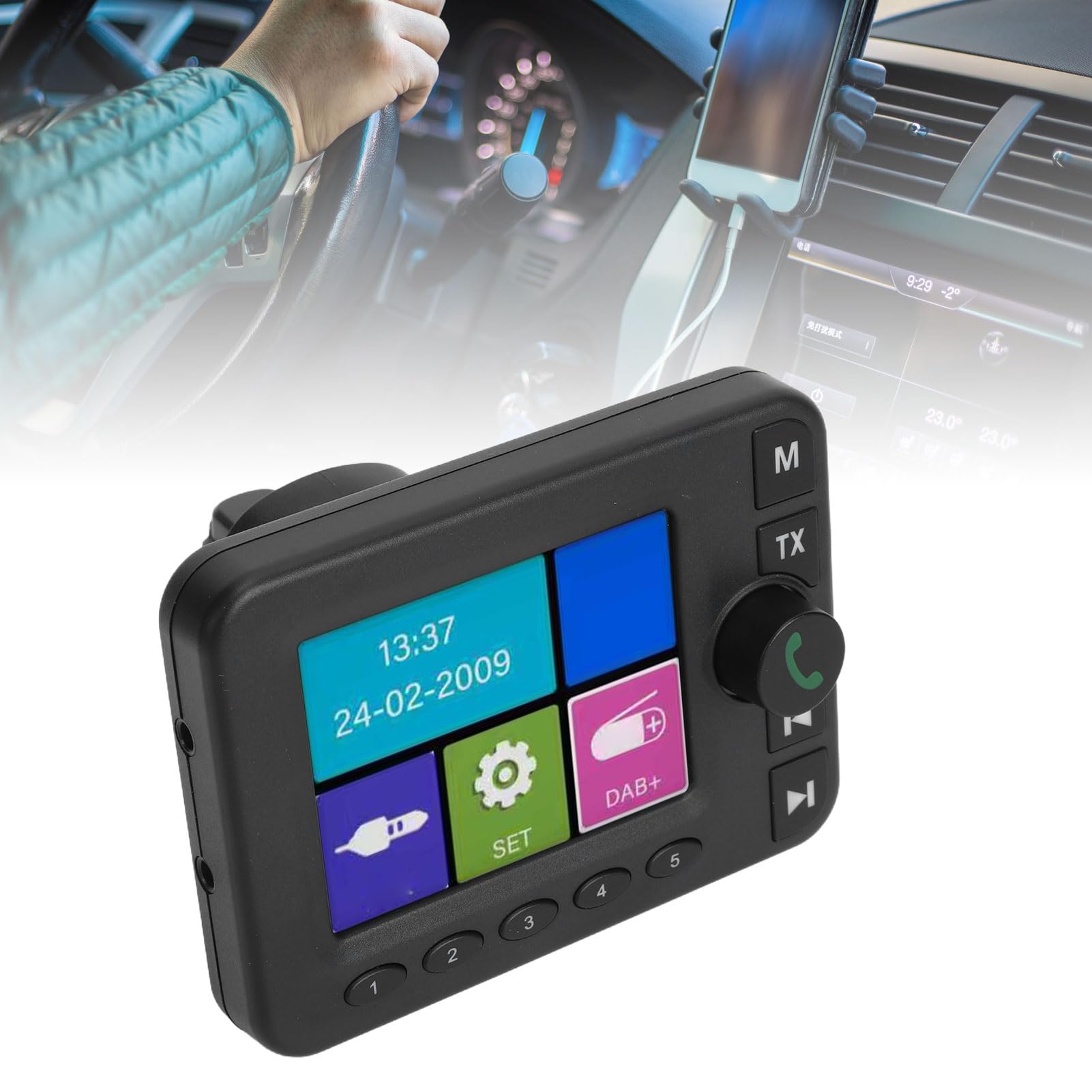 Cuifati Samochodowe Radio Cyfrowe DAB Odbiornik FM DAB z 2,8-calowym Ekranem TFT Bluetooth 5.0 Zapewniający Krystalicznie Czysty Dźwięk i Aktualizacje w Czasie Rzeczywistym