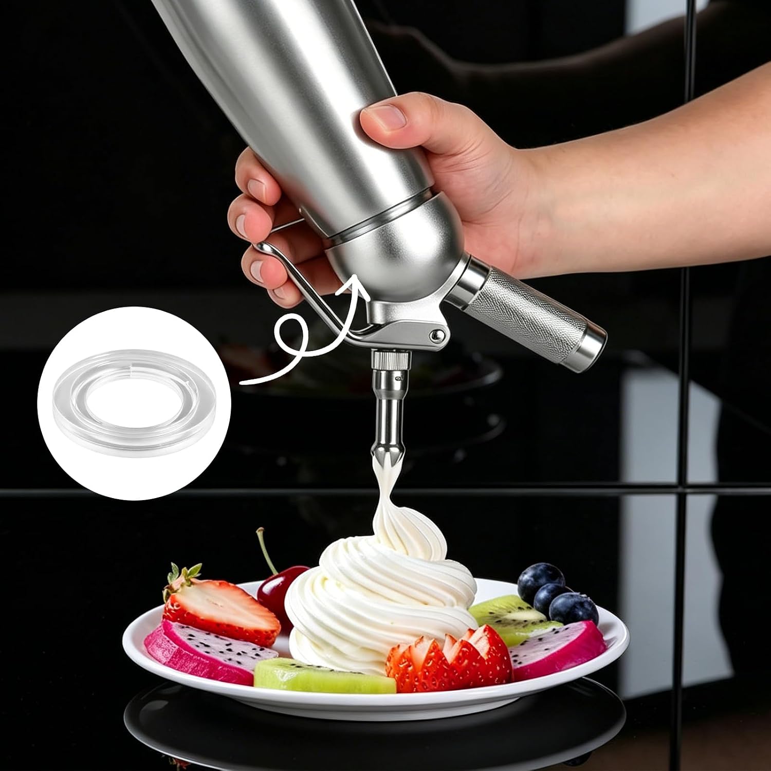 3Pack Whipped Cream Dispenser Gasket Replacement Head-Gasket Replacement Part Durable Seal Fits for Most Whipped Cream Dispenser