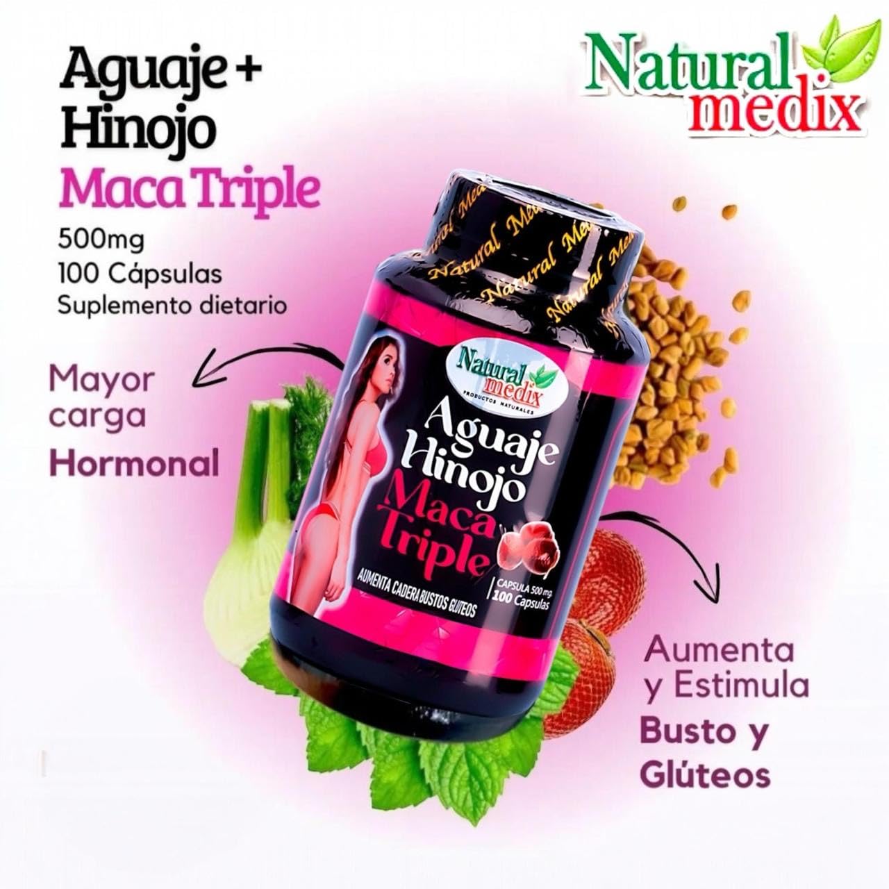 Aguaje Hinojo Maca Triple (Maca Root Supplement) Premium 100 Capsules | Premium Botanical Blend for Feminine Balance & Confidence — Amazon image 3