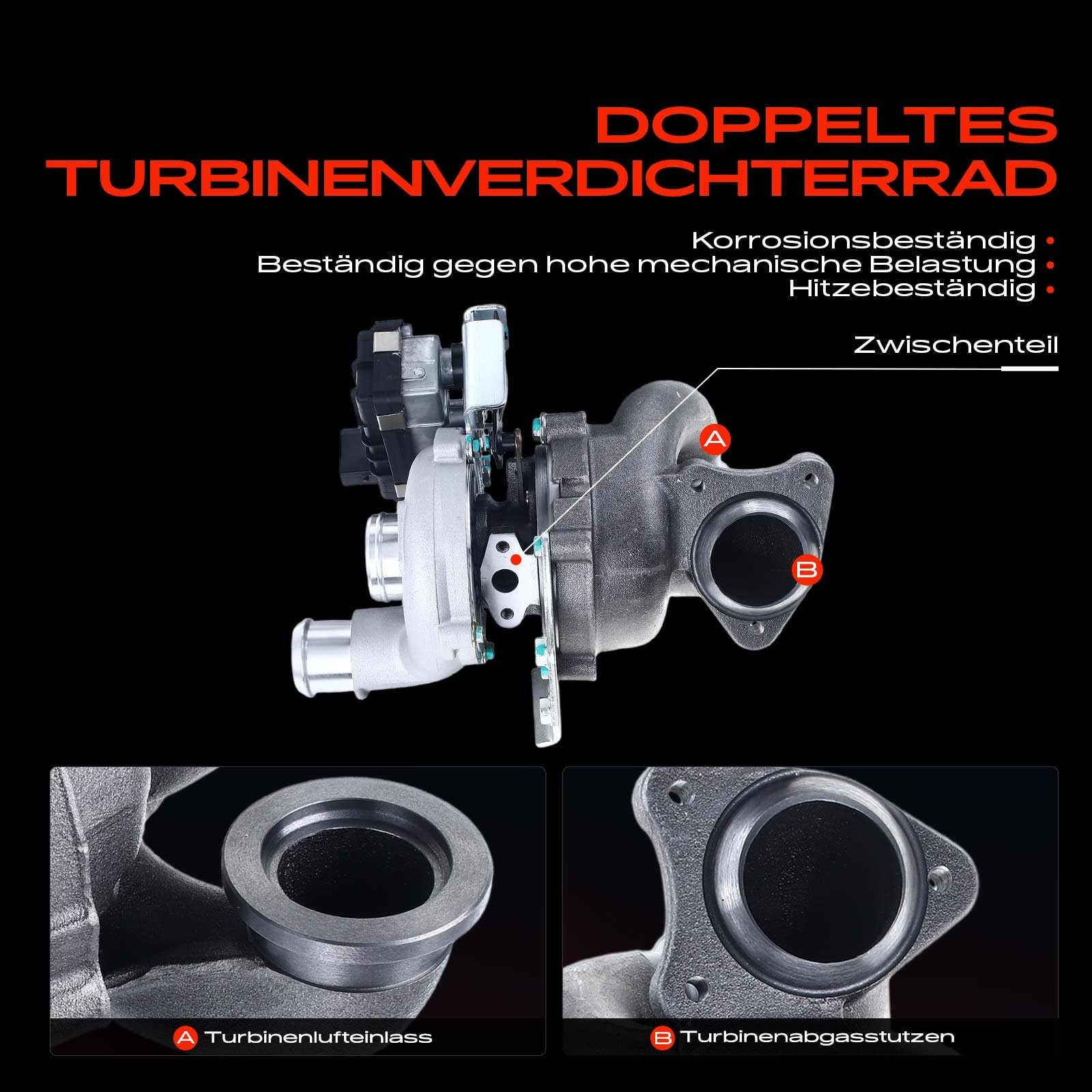 Frankberg Turbocompresor de gases de escape Compatible con Tourneo Connect 1.8 TDCi C-Max DM2 1.8 TDCi Galaxy WA6 1.8 TDCi Focus II Turnier DA DS FFS 1.8 TDCi Focus II DA DP HCP 1.8 TDCi 763647-0021