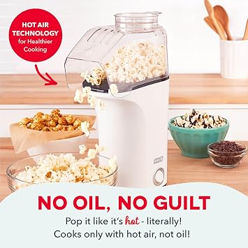 Dash Fresh Pop Popcorn Maker, Electric Hot Air Popper, 16-Cup, White