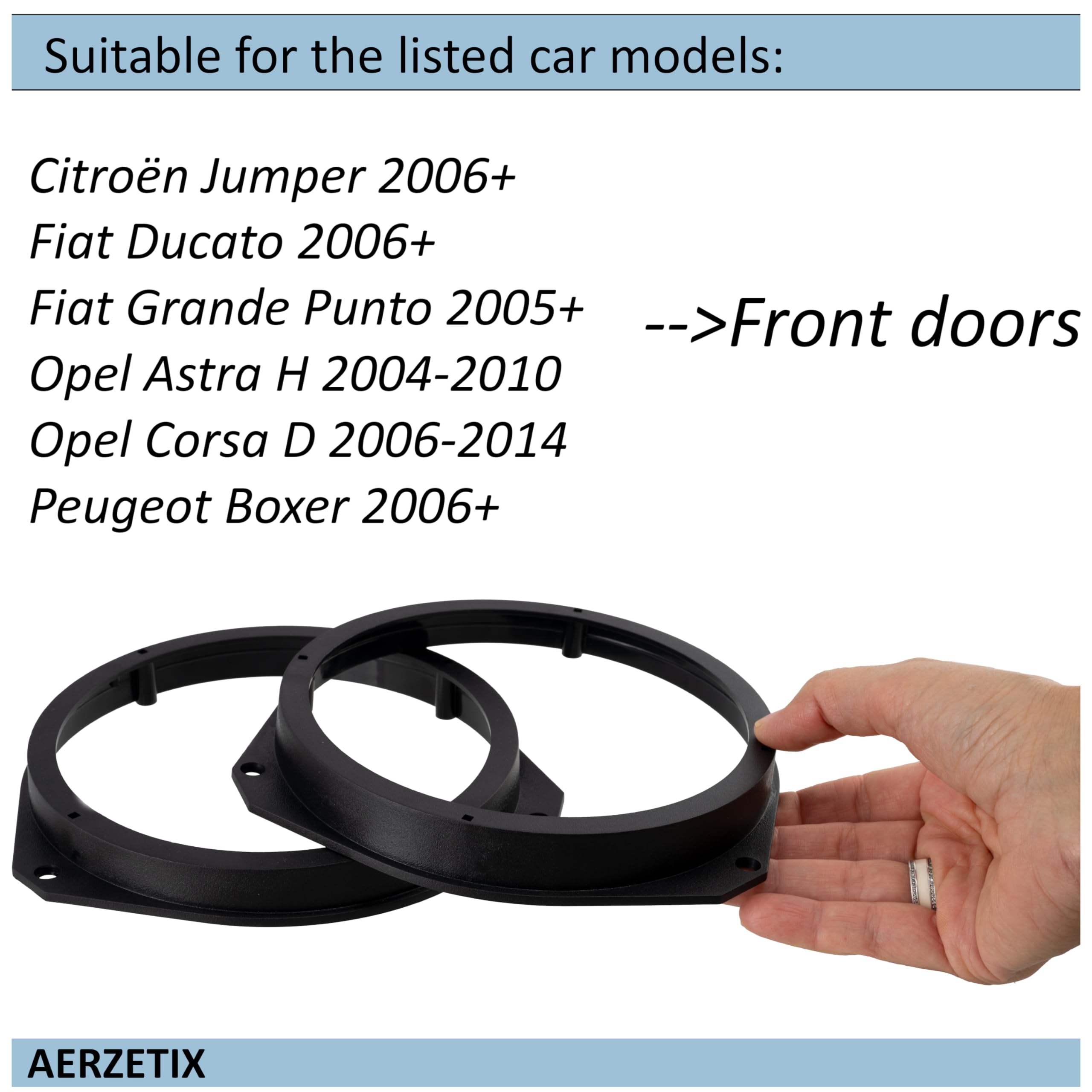 AERZETIX - C11577 - Lot de 2 Adaptateurs/Supports pour Haut-Parleurs de Voiture 165 mm en Plastique