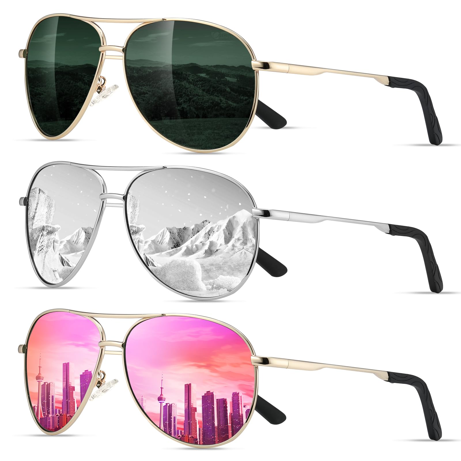 Eiuizah Lentes de sol polarizados estilo aviador para hombres y mujeres, lentes de sol clásicos para conducir y pescar con protección UV