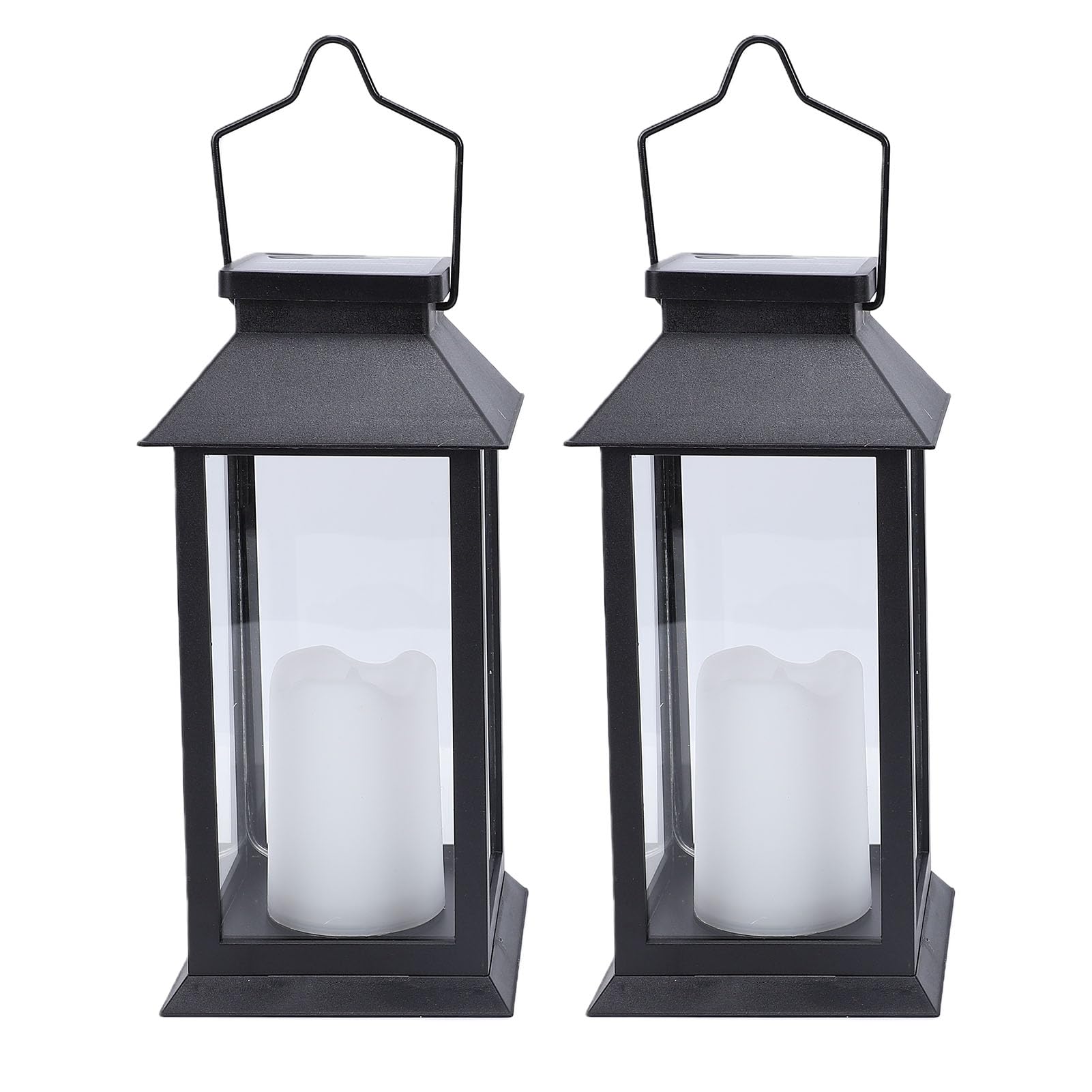 2pcs Lanterne Solari da Esterno con Candela LED Sfarfallegiante, Lanterne