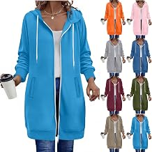 Long Zip up Hoodie for Women Fleece Oversize Tunic Sweatshirt Jacket