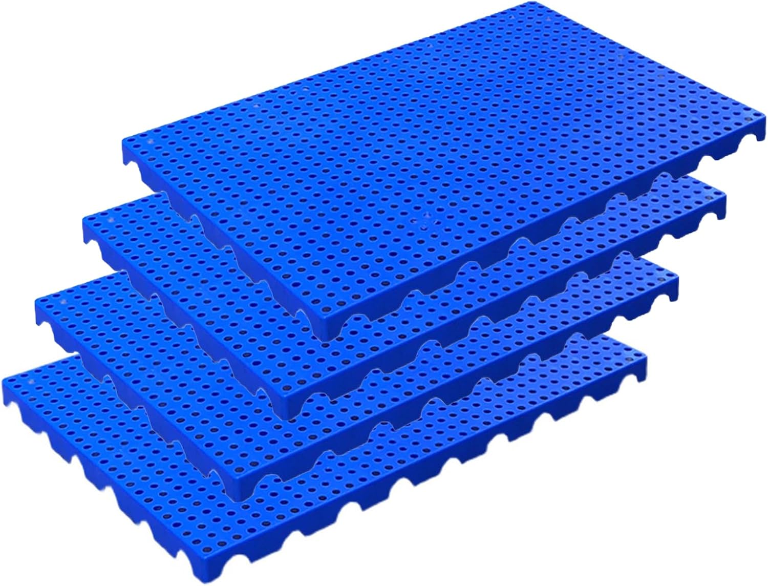 Waterproof Storage Grid Pad, 4 Pcs Nestable Mesh Floor Pallets, HDPE Breathable Grids Article Racks, Lightweight Plastic Pallet for Garage Supermarket Basement,Blue,60x30x3cm