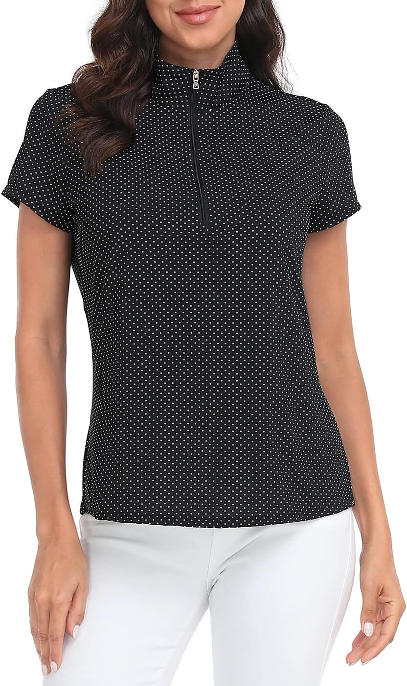 LRD Women's Golf Polo Shirt Short Sleeve Quarter Zip Mock Neck Tennis Shirt UPF 30 Sun Protection Quick Dry Performance Top - Image 4