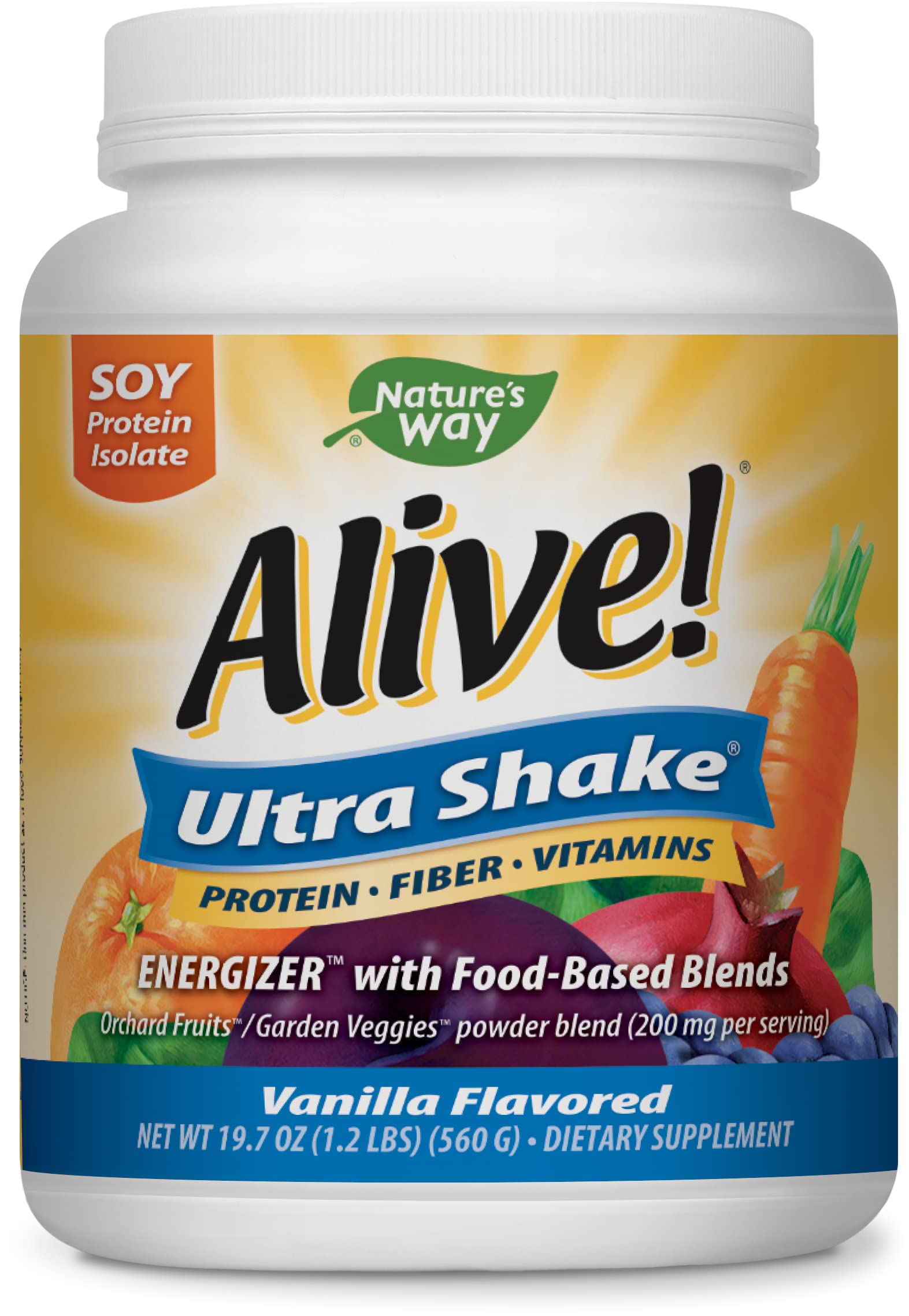 Nature’s Way Alive! Ultra Shake Energizer, Soy Protein Isolate, Vanilla Flavored, 1.2 Lbs