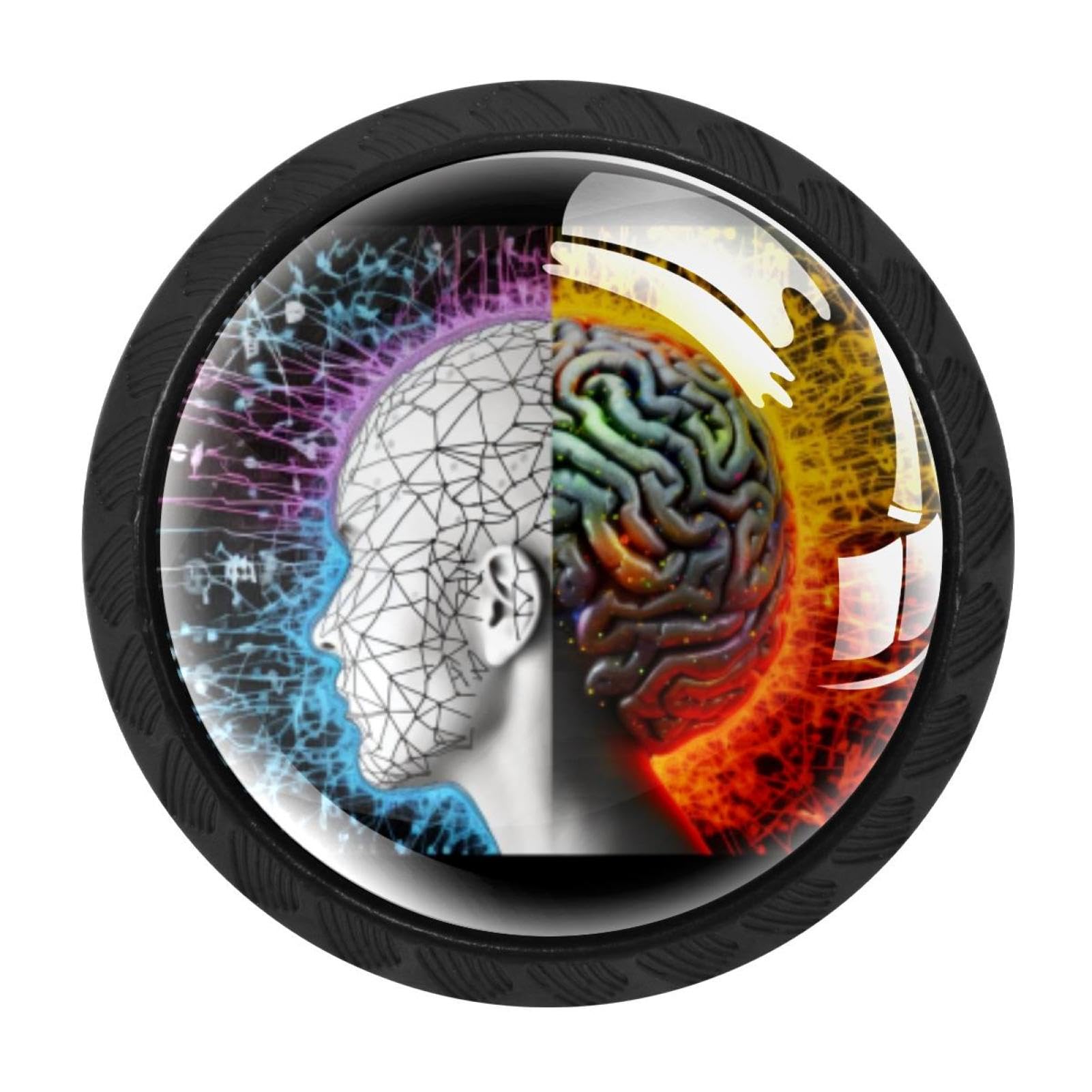 Chenzzzz Multicolored 04 Mathematical Engineering Brain Drawer Knobs 4 Pack Crystal Dresser Knobs 35Mm Glass Cabinet Knobs For Home Office Bathroom