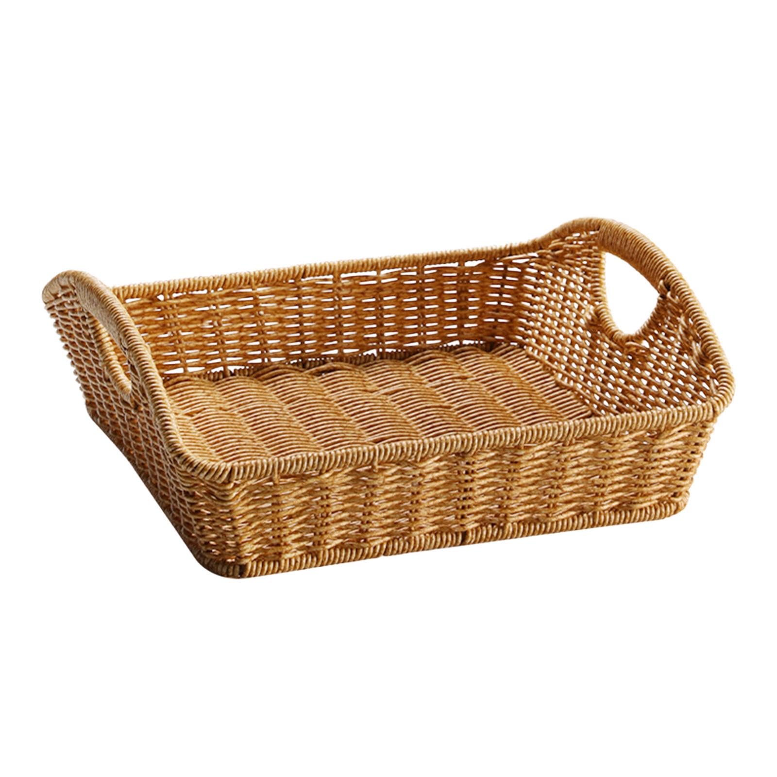 Hlhlh One Color Fruit Basket Serving Tray,Food Platter,Tabletop Display Organizer,Woven Bread For Kitchen Countertop Breakfast Snacks