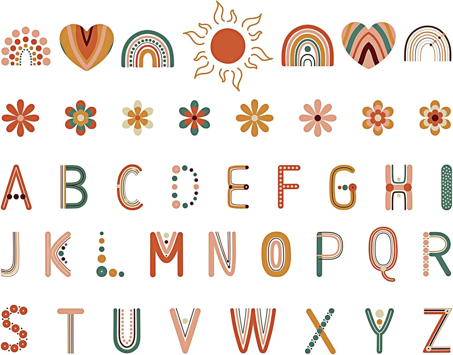 Tenare 133 Pcs Boho Bulletin Board Letters Back to School