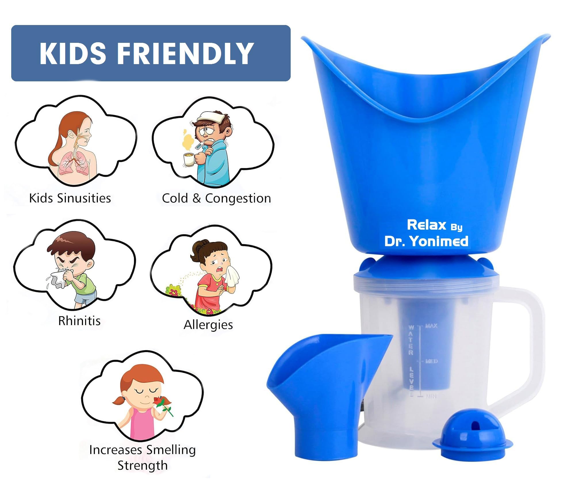 Dr Yonimed Steam Vaporizer Steam Inhaler (3 in 1) Facial Steamer | Steamer for cold and cough vapour machine for cold and cough for adults & Childs 1
