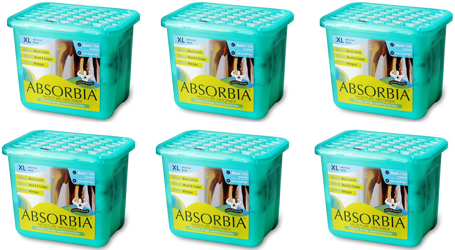 Absorbia Moisture Absorber XL with Activated Charcoal | Pack of 6 | 1L Absorption Capacity|Dehumidifier for Rooms & Wardrobes|Fights Against Moisture, Mould, Fungus & Musty Smells-picture-29