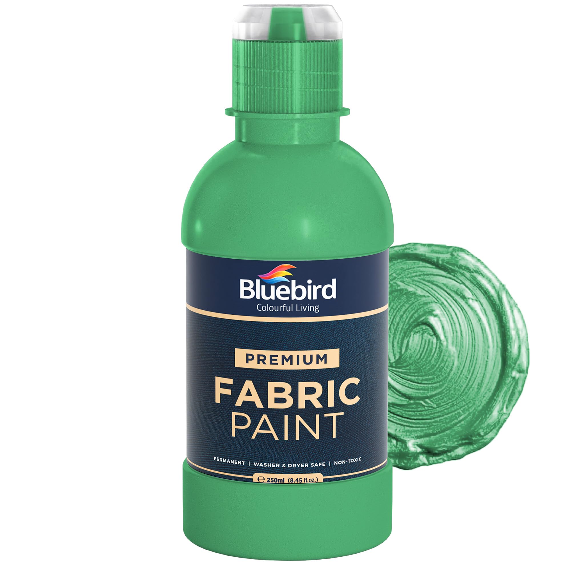 BLUEBIRD Fabric Paint, Emerald Green, 8.5 Fl Oz, Permanent Fabric Paints for Clothes, Furniture Upholstery