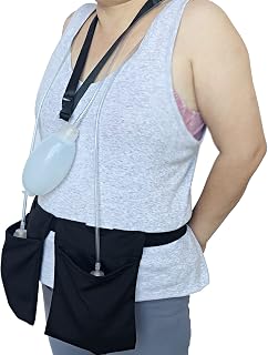 Mastectomy Drain Holder Pouches Neck Shower Lanyard Set for Breast Cancer After Tummy Tuck JP Drainage Bulbs Pockets Nephrostomy Post Surgery Recovery Black