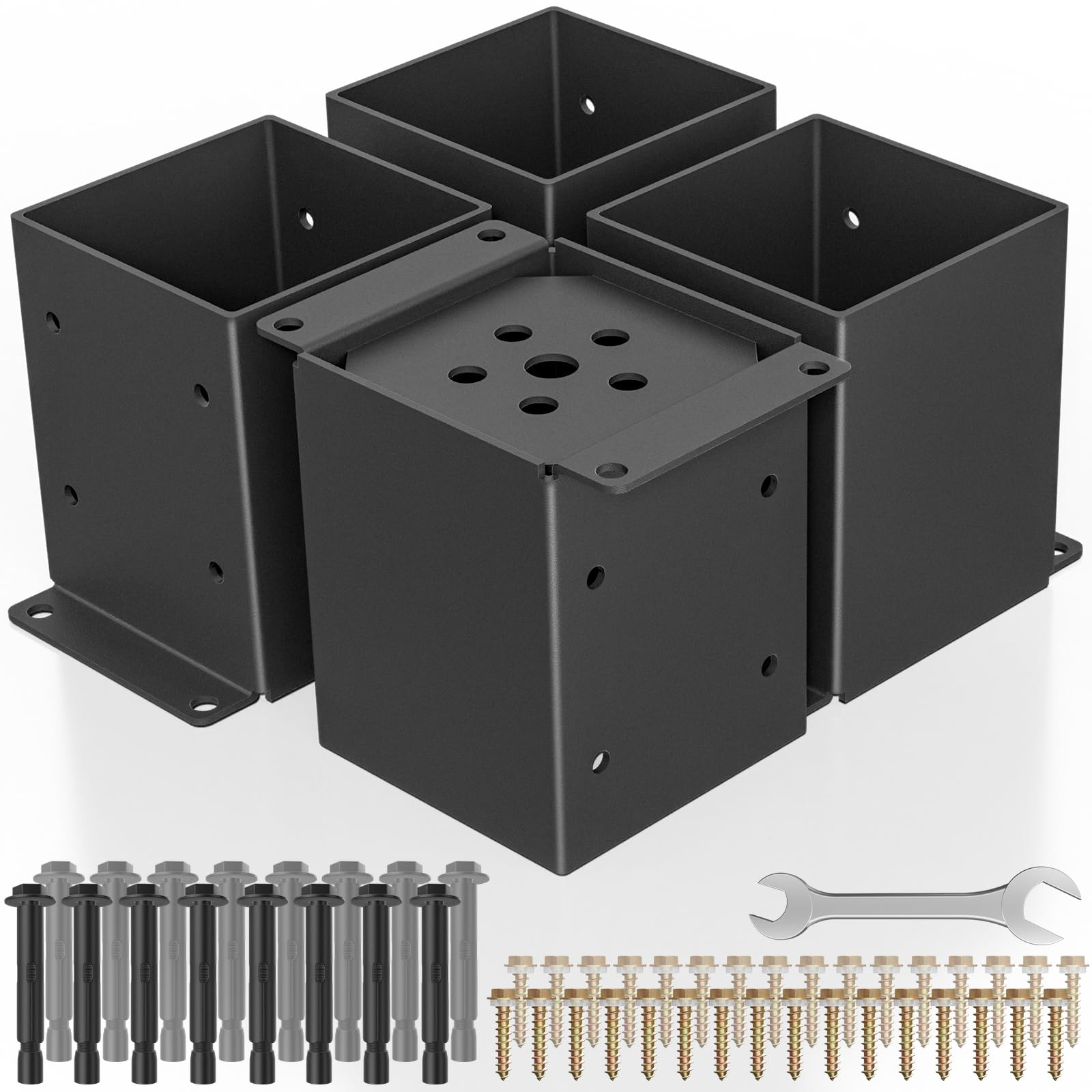 PGGP 4 PCS Metal 6x6 Post Base