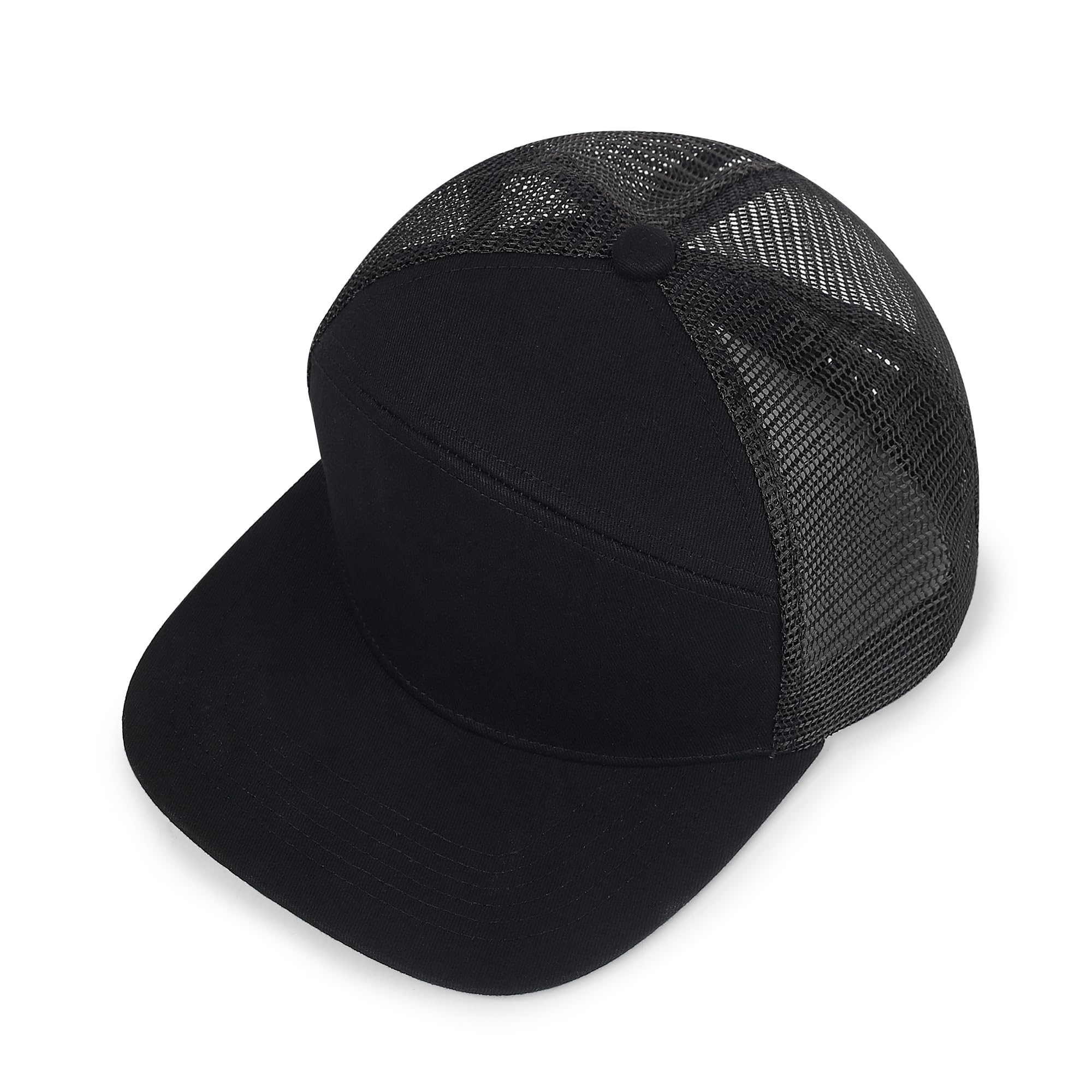 Cappelli da camionista a 7 pannelli, 3 pezzi, con visiera piatta, per donne e uomini | Cappello da baseball regolabile, in rete traspirante