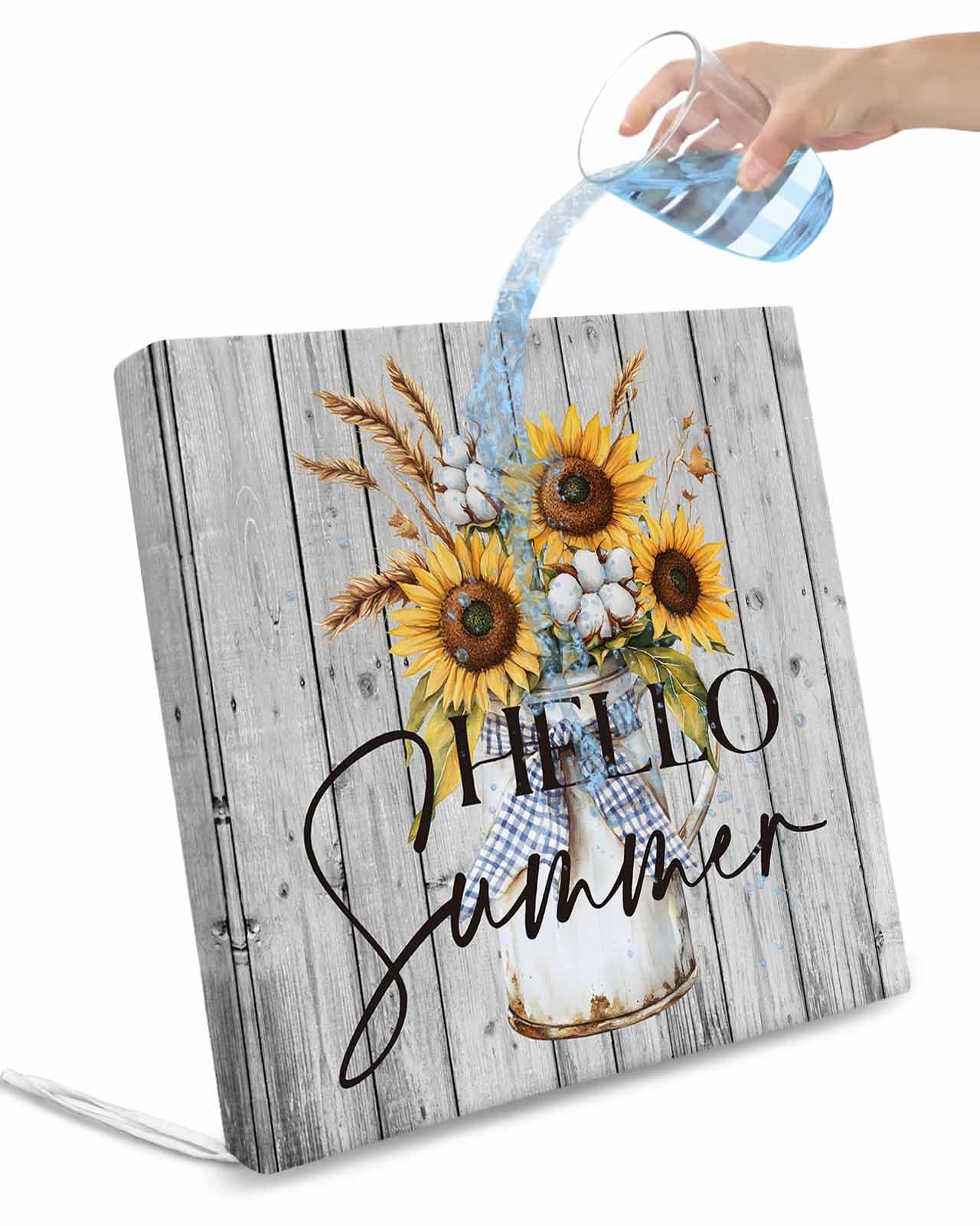 2 Pack Spring Sunflowers Waterproof Cushion Covers with Ties, Outdoor Patio Chaise Lounge Chair Seat Cushion Slip Covers Replacement(Only Cover) Summer Blossoming Botanical Floral 20