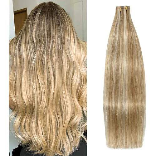 WindTouch Tape in Hair Extensions Mixed Bleach Blonde 100% Human Hair Extensions 18Inch #18p613 40g
