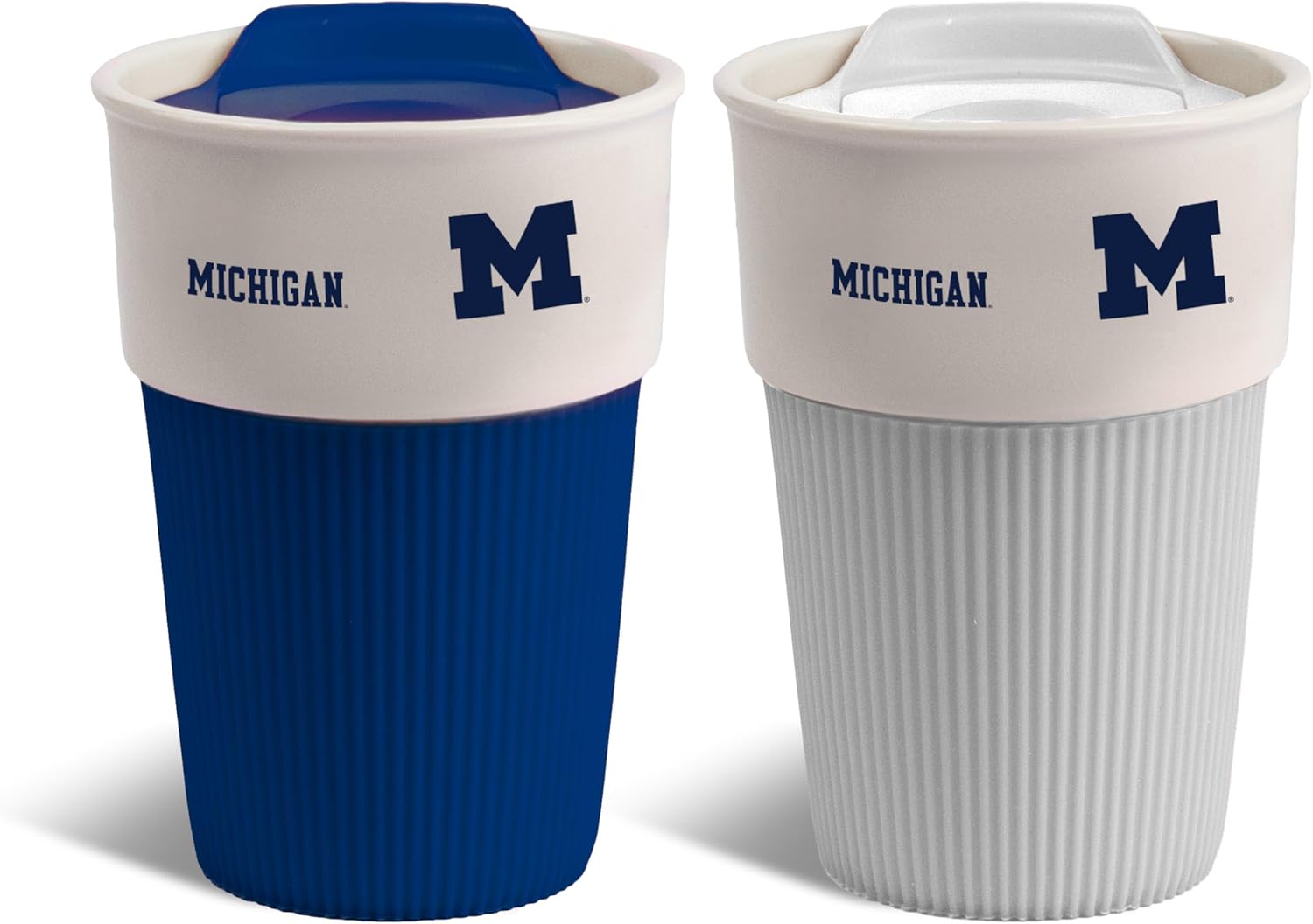 The Memory Company | Licensed NCAA 2-Pack 10oz Ceramic Travel Mugs with Silicone Wrap