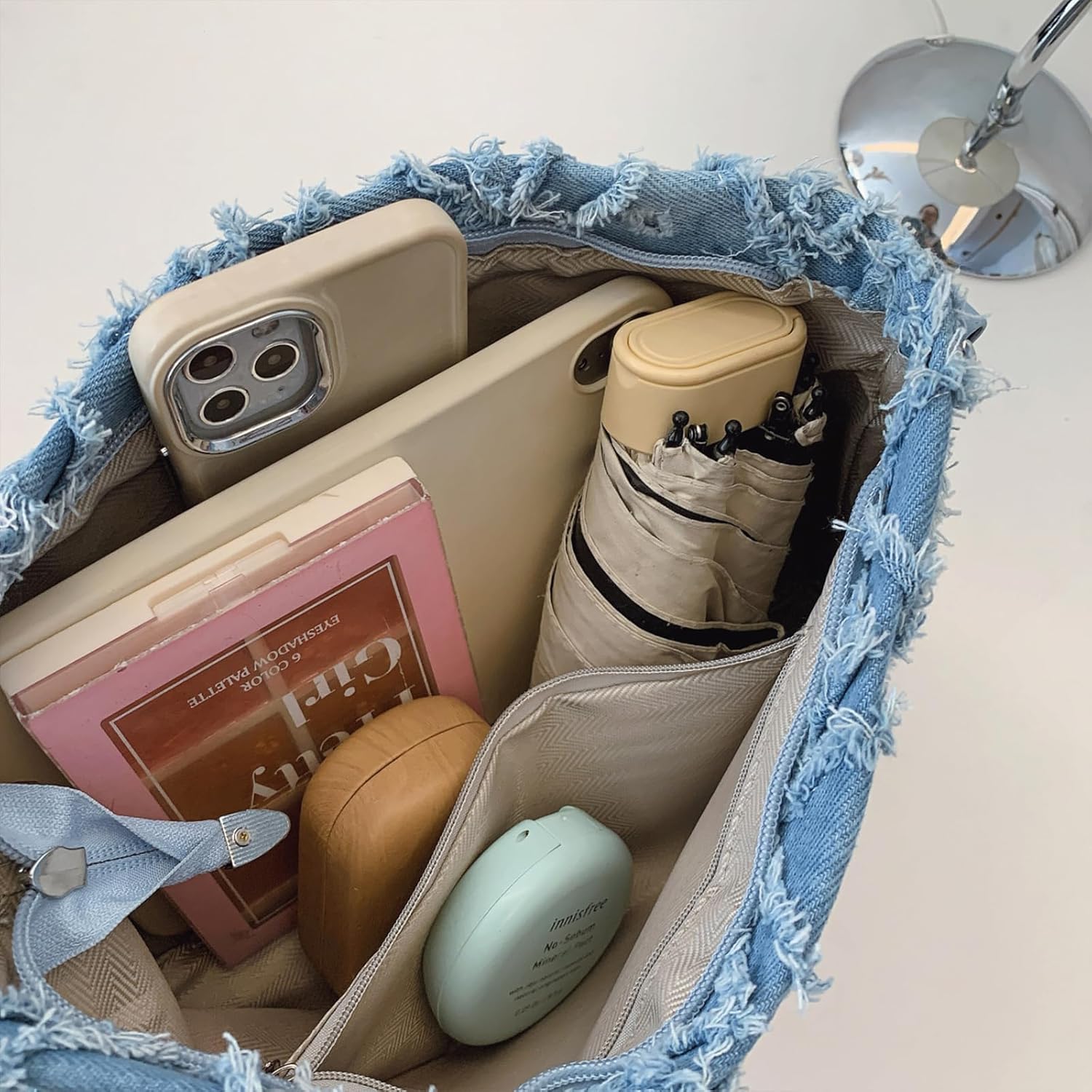 Denim Crossbody Bags for Women Trendy Quilted Denim Bag Jean Purses and Handbags with Chain Strap - Image 6